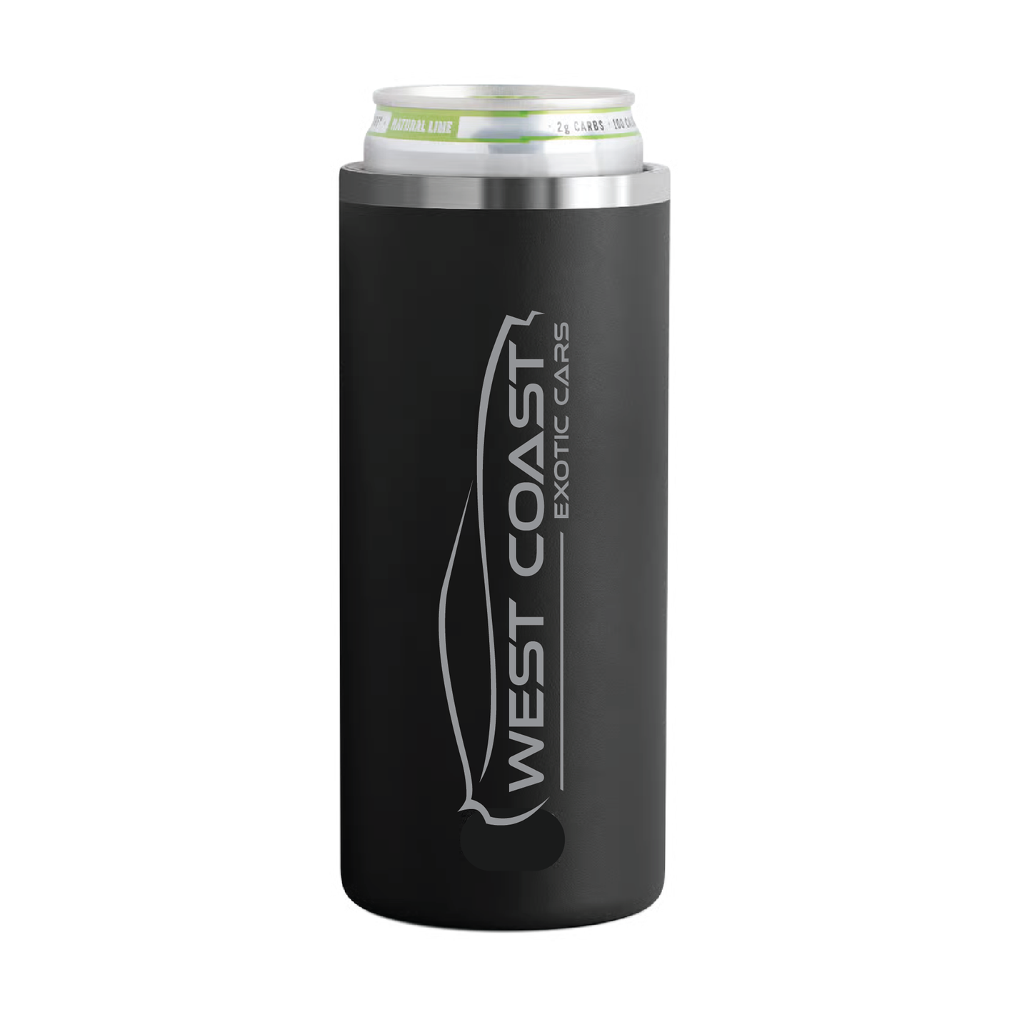 West Coast Exotic Cars 12oz Slim Can Cooler - Black