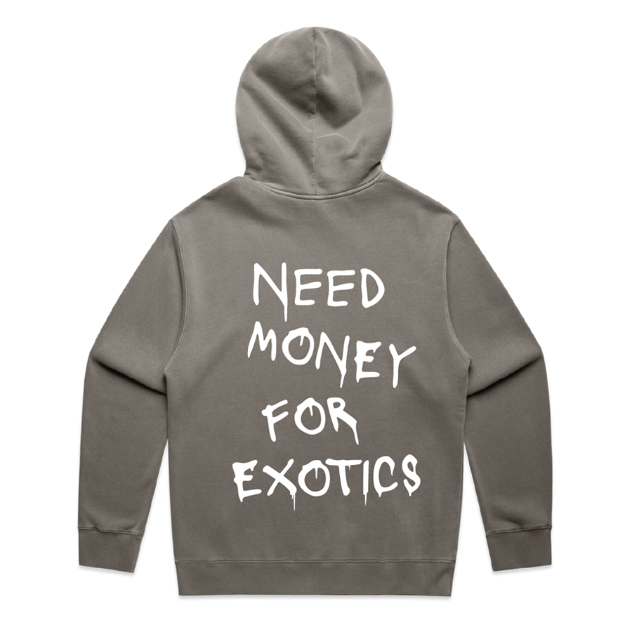 Need Money For Exotics Hoodie - Faded Grey